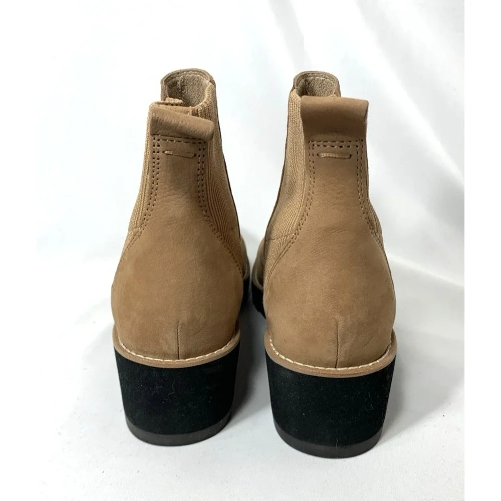 Eileen Fisher Suede Chelsea‎ Boot Womens 7.5 Leather Wheat Wedge Lilou